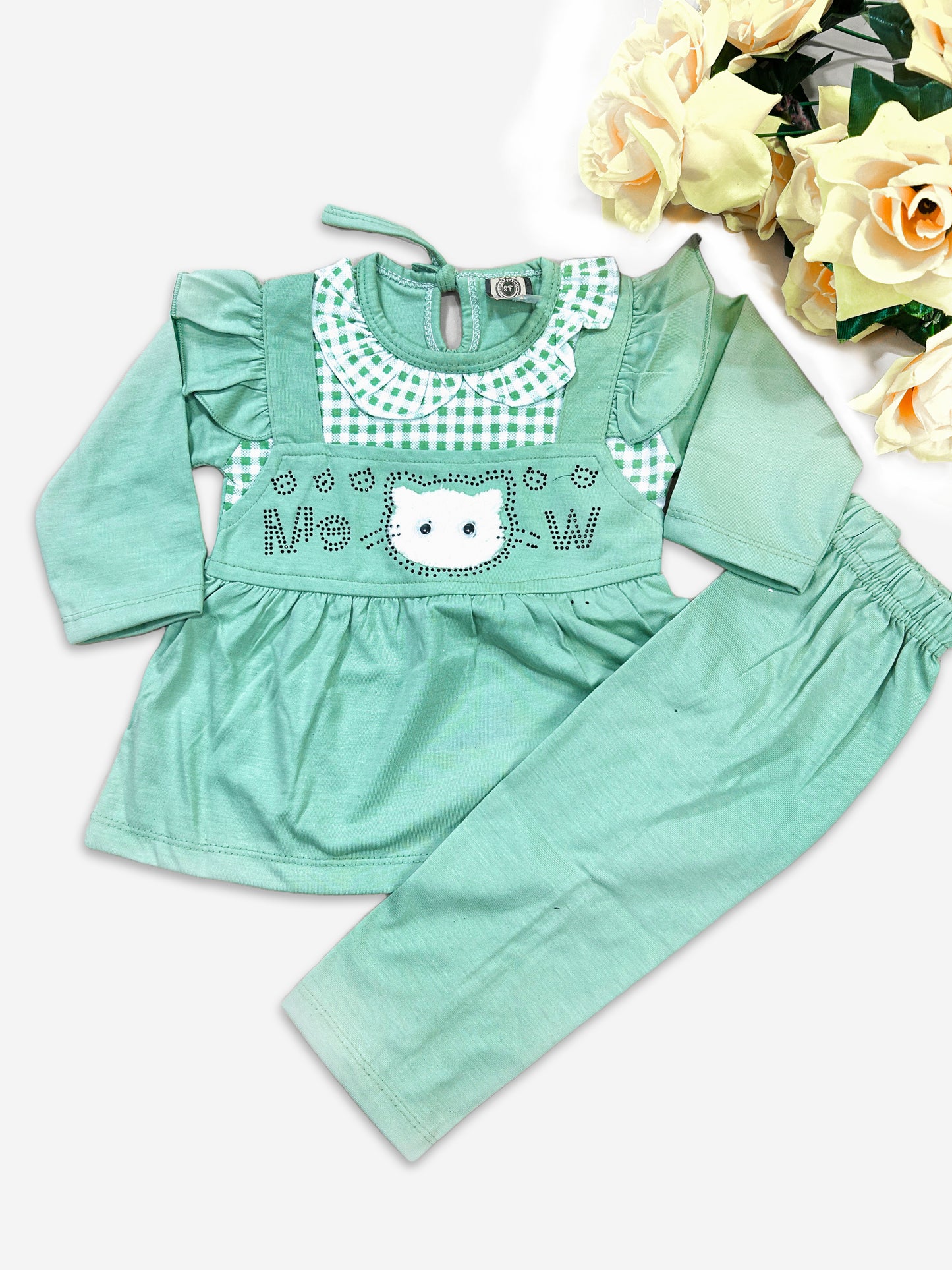1Yr - 4Yrs Meow Green Suit For Girls SG GS276