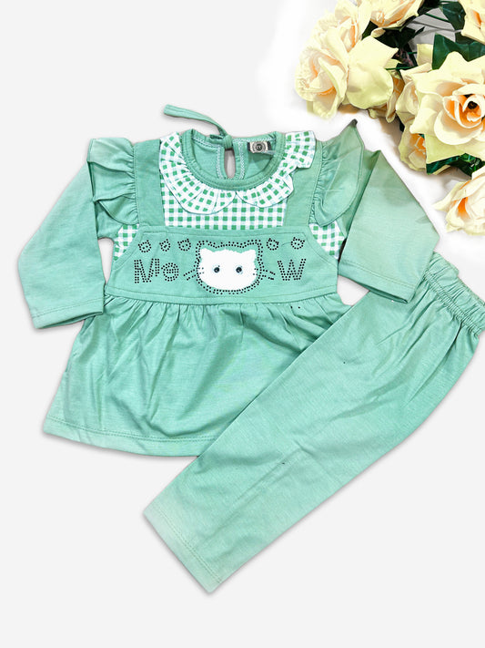 1Yr - 4Yrs Meow Green Suit For Girls SG GS276