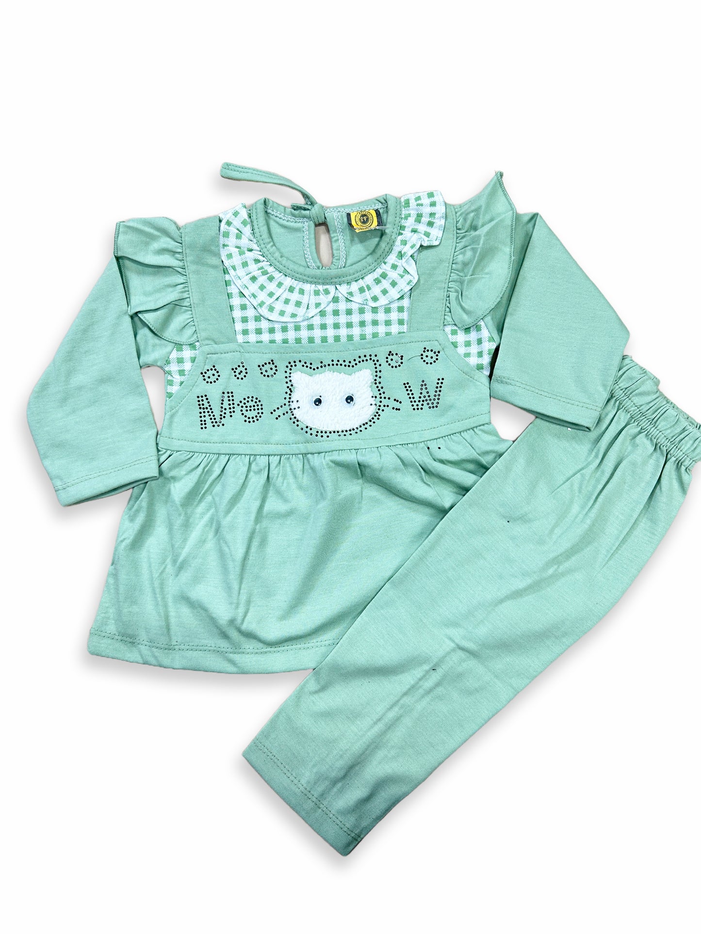 1Yr - 4Yrs Meow Green Suit For Girls SG GS276