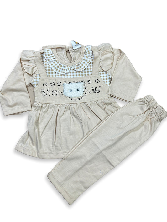 1Yr - 4Yrs Meow Light Brown Suit For Girls SG GS278