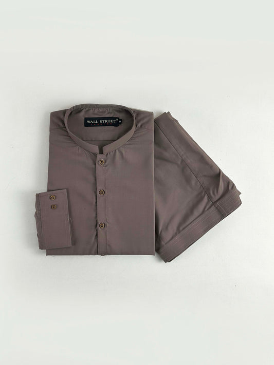 717-5 Brown Stitched Suit Kameez Shalwar For Men MSK138