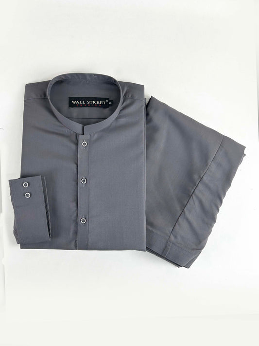 717-2 Dark Grey Stitched Suit Kameez Shalwar For Men MSK140