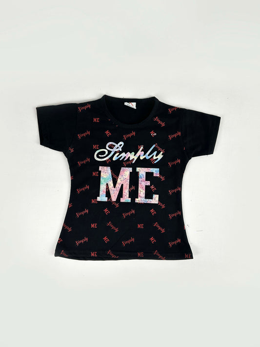 2.5Yrs - 7Yrs ME Black T-Shirt For Girls SF GTS53