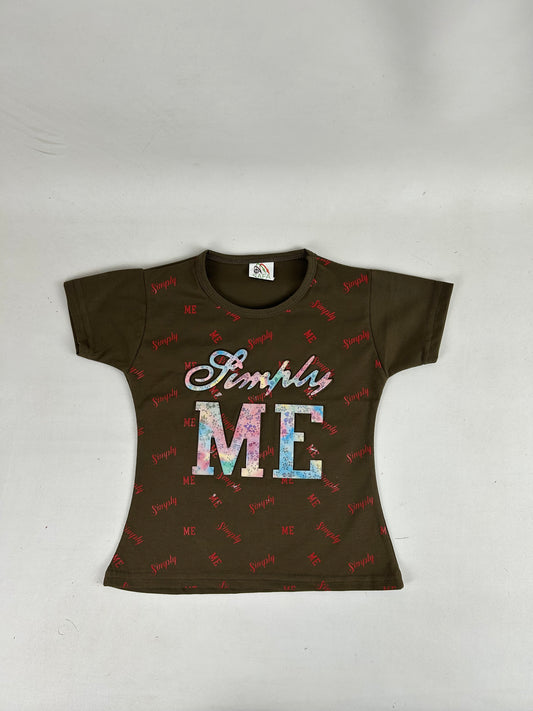 2.5Yrs - 7Yrs ME Brown T-Shirt For Girls SF GTS55
