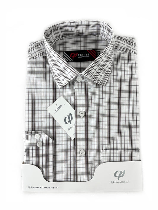 Dark Brown Micro Check Formal Dress Shirt For Men