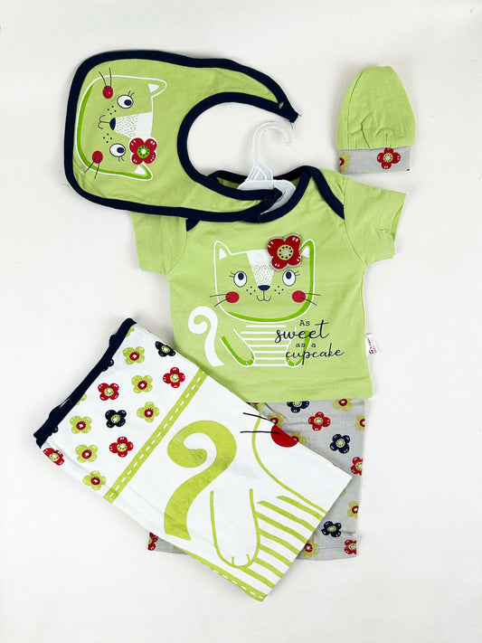 0Mth - 3Mth Sweet Green 5Pcs Gift Set For Newborn HG NBGS189