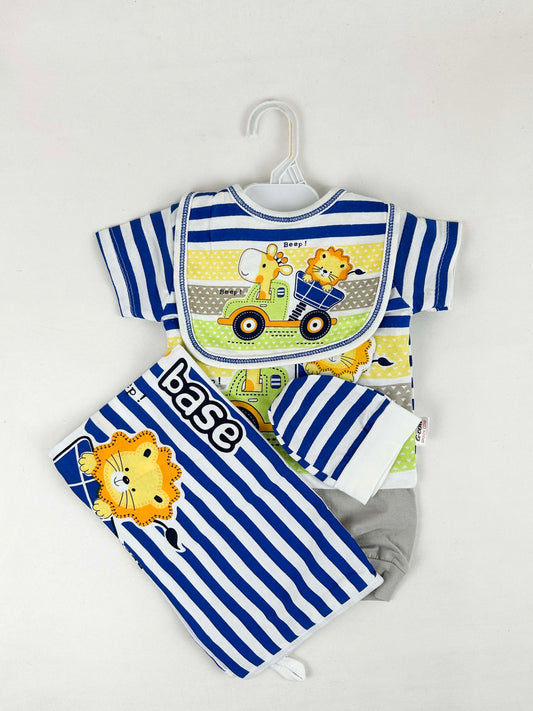 0Mth - 3Mth Jungle Blue 5Pcs Gift Set For Newborn HG NBGS190
