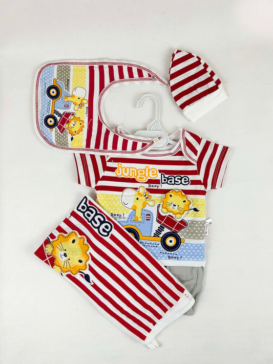 0Mth - 3Mth Jungle Red 5Pcs Gift Set For Newborn HG NBGS191