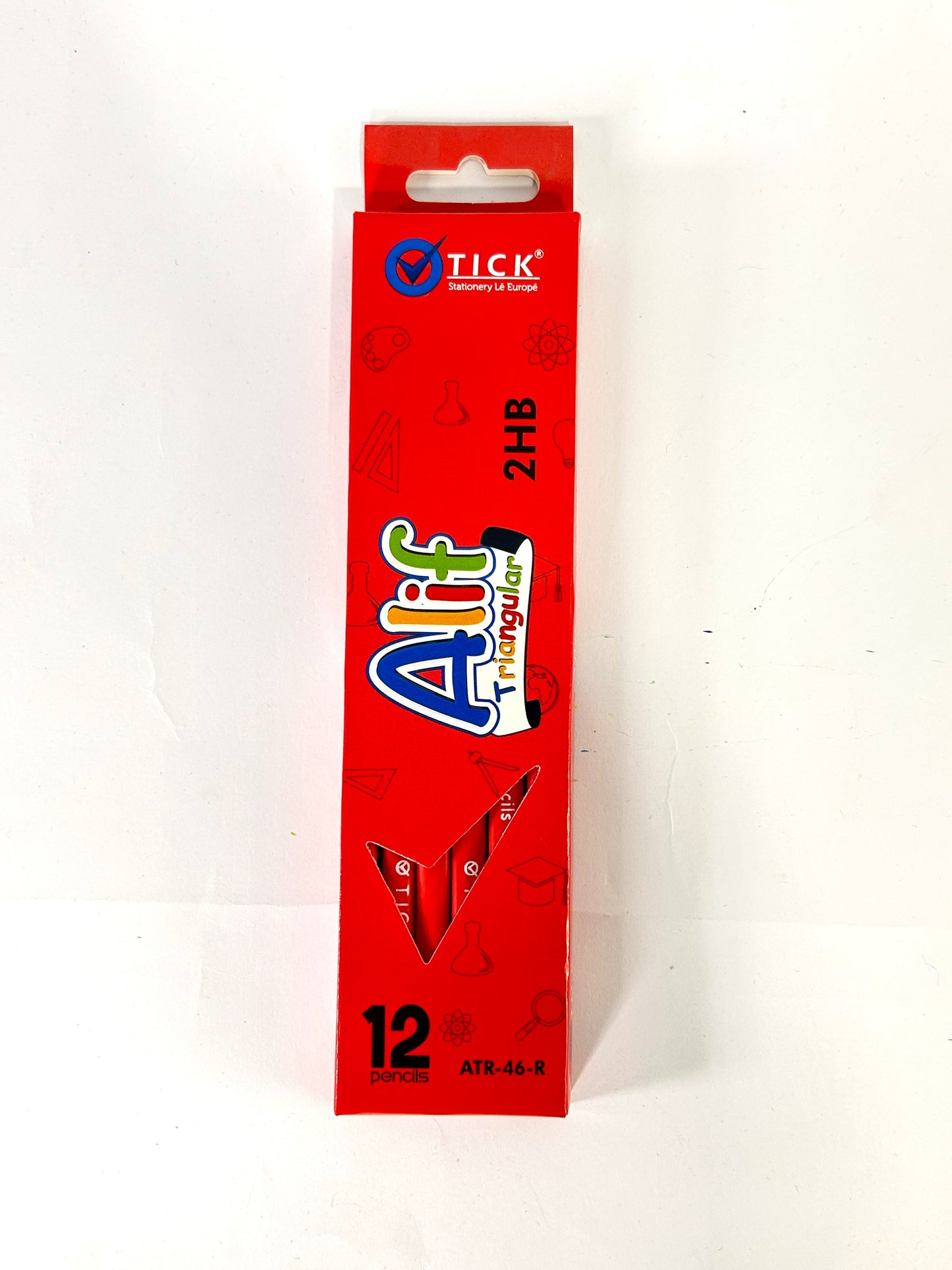 Tick ALIF RED Hexagonal Eraser tip Pencil 12 PCS Pack