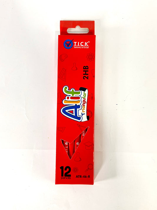 Tick ALIF RED Hexagonal Eraser tip Pencil 12 PCS Pack