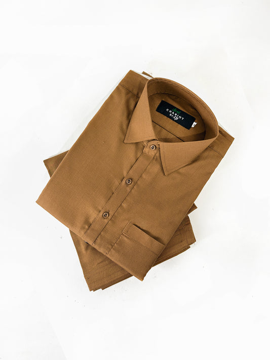 828/2-1 Wood Brown Plain Stitched Suit Kameez Shalwar For Men