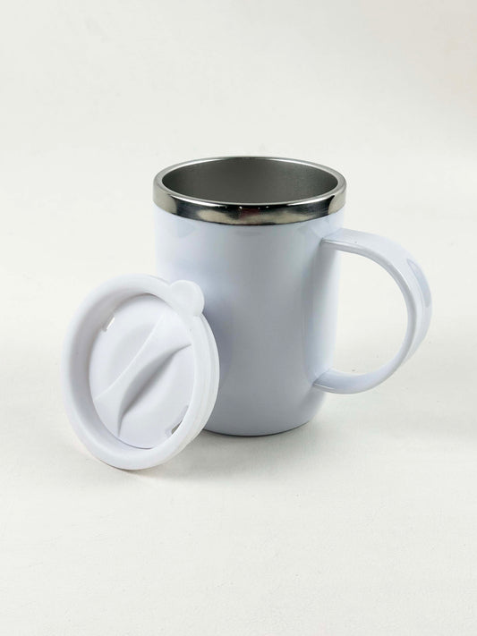 Grey Stainless Steel Coffee Mug With Cap - 400ML CM22