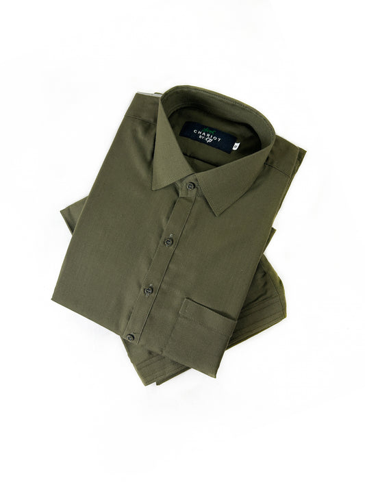 828/2-11 Olive Green Plain Stitched Suit Kameez Shalwar For Men MSK229