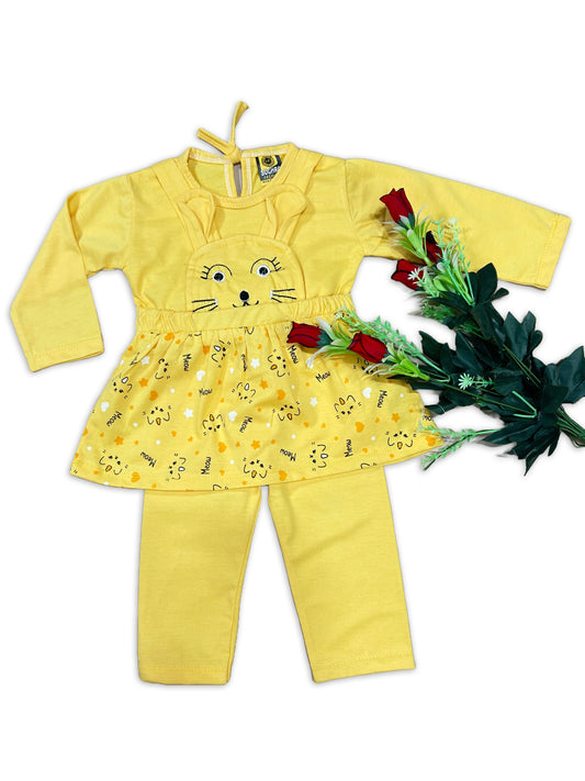1Yr - 4Yrs Cat Yellow Suit For Girls SF GS285