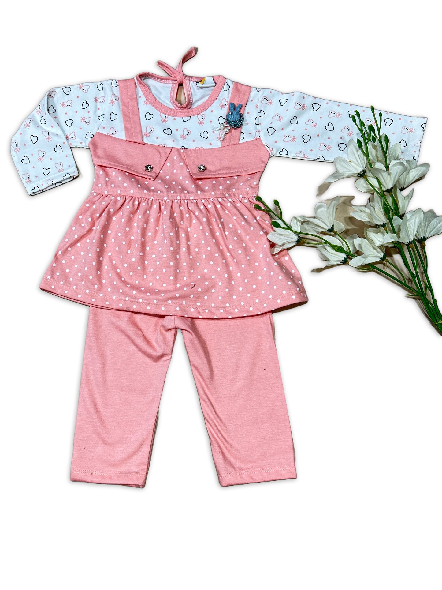 1Yr - 4Yrs Polka Dots Pink Suit For Girls SF GS288