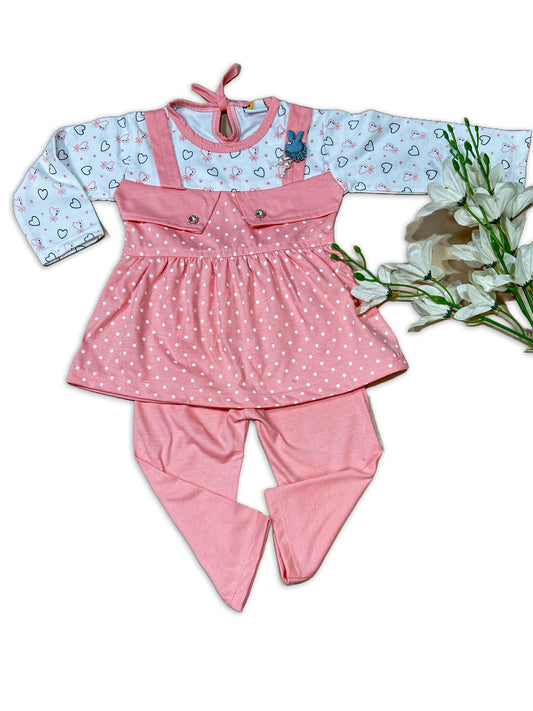 1Yr - 4Yrs Polka Dots Pink Suit For Girls SF GS288