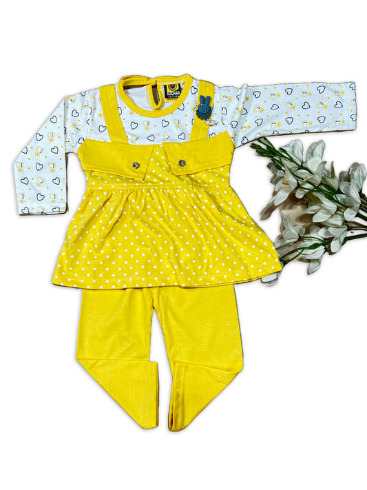 1Yr - 4Yrs Polka Dots Yellow  Suit For Girls SF GS287