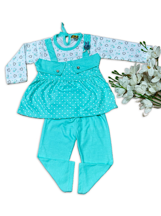1Yr - 4Yrs Polka Dots Sea Green Suit For Girls SF GS290