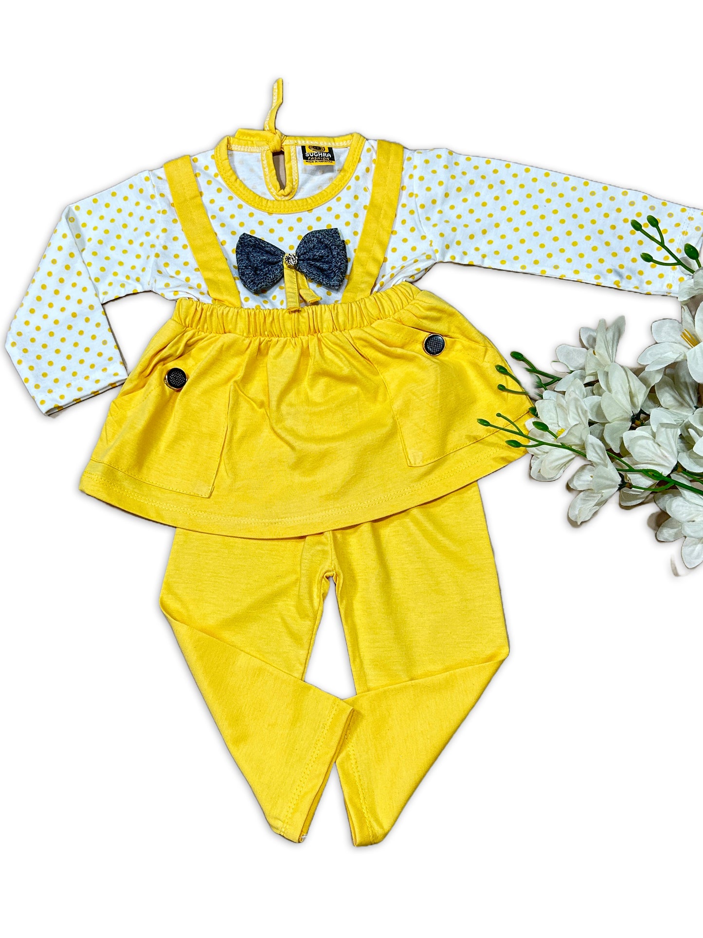3Mth - 9Mth Bow Yellow for Newborn Baby Suit SF NBS555