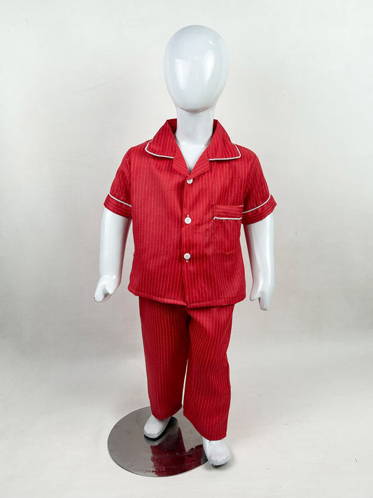 1Yrs - 5Yrs Red Lines Cotton Night Suit For Kids NG BNS14