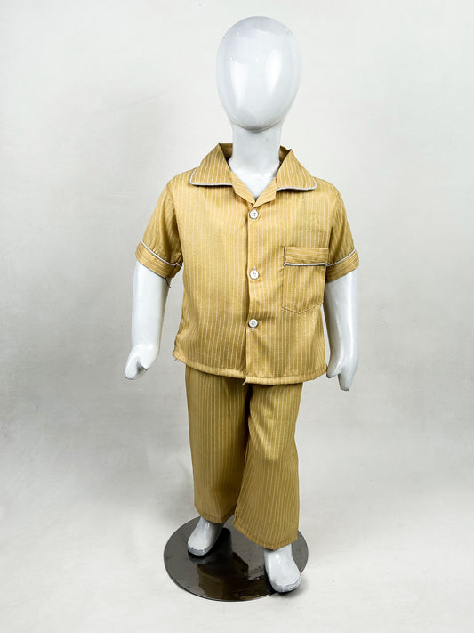 1Yrs - 5Yrs Yellow Lines Cotton Night Suit For Kids NG BNS15