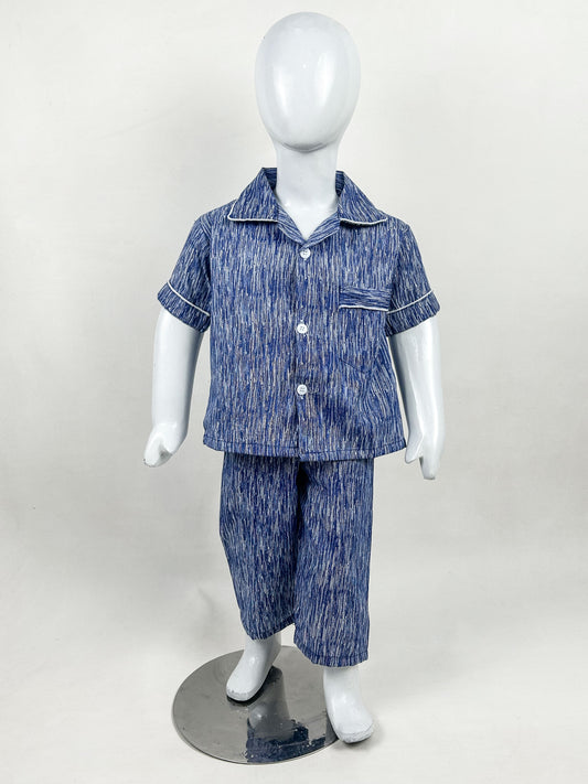 1Yrs - 5Yrs Textured Blue Cotton Night Suit For Kids NG BNS18
