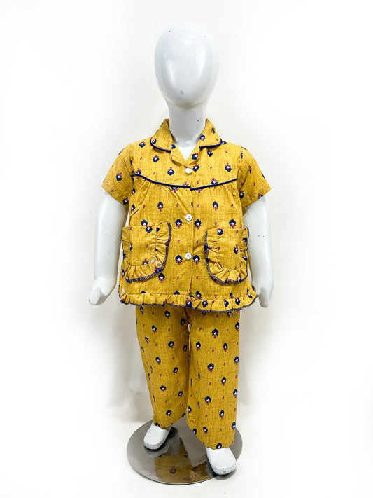 1Yrs - 5Yrs Yellow Cotton Night Suit For Girls NG GNS12