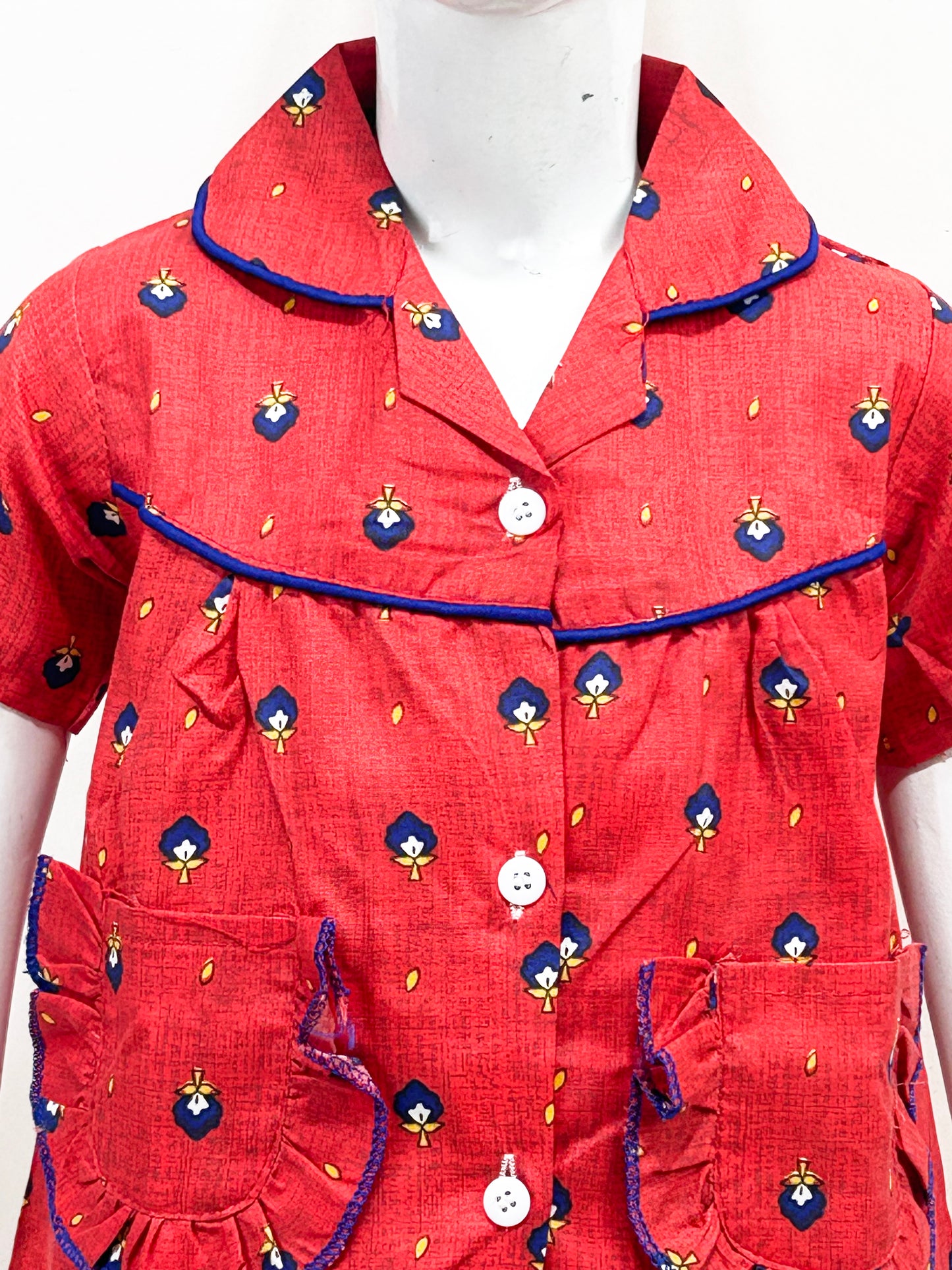 1Yrs - 5Yrs Red Cotton Night Suit For Girls NG GNS13