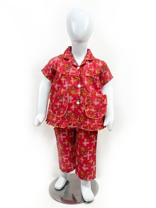 1Yrs - 5Yrs Pink Cotton Night Suit For Girls NG GNS19
