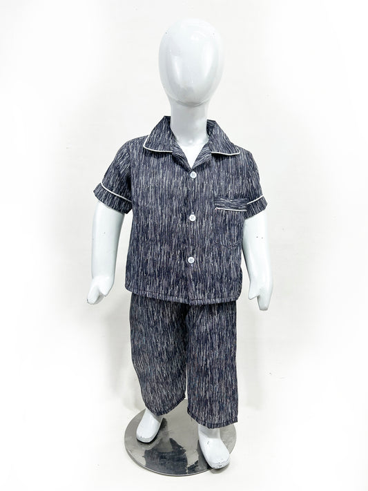 1Yrs - 5Yrs Textured Grey Cotton Night Suit For Kids NG BNS20