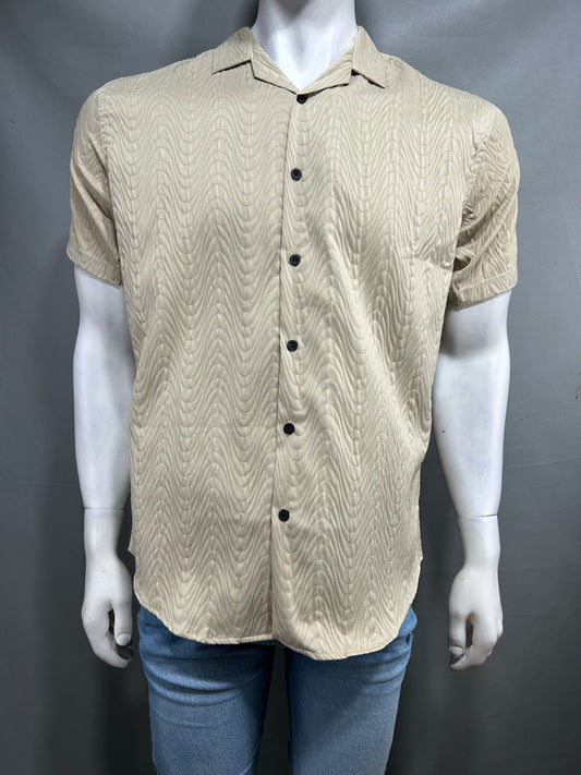 Beige Half Sleeve Casual Shirt For Men MCS47