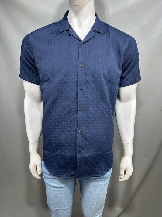 Navy Blue Half Sleeve Casual Shirt For Men MCS54