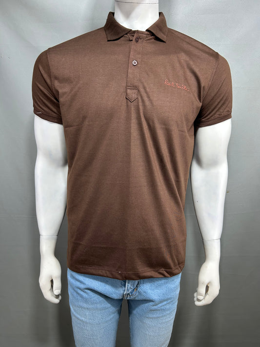 Brown Plain Polo T-Shirt For Men MTS282