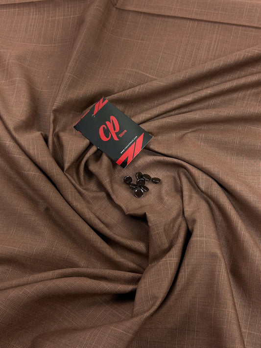 Copper Brown Texture Unstitched Kameez Shalwar For Men MUF157