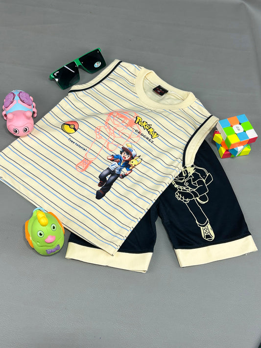 1Yr - 4Yrs Pokemon Beige Sando Suit For Kids NW BS368
