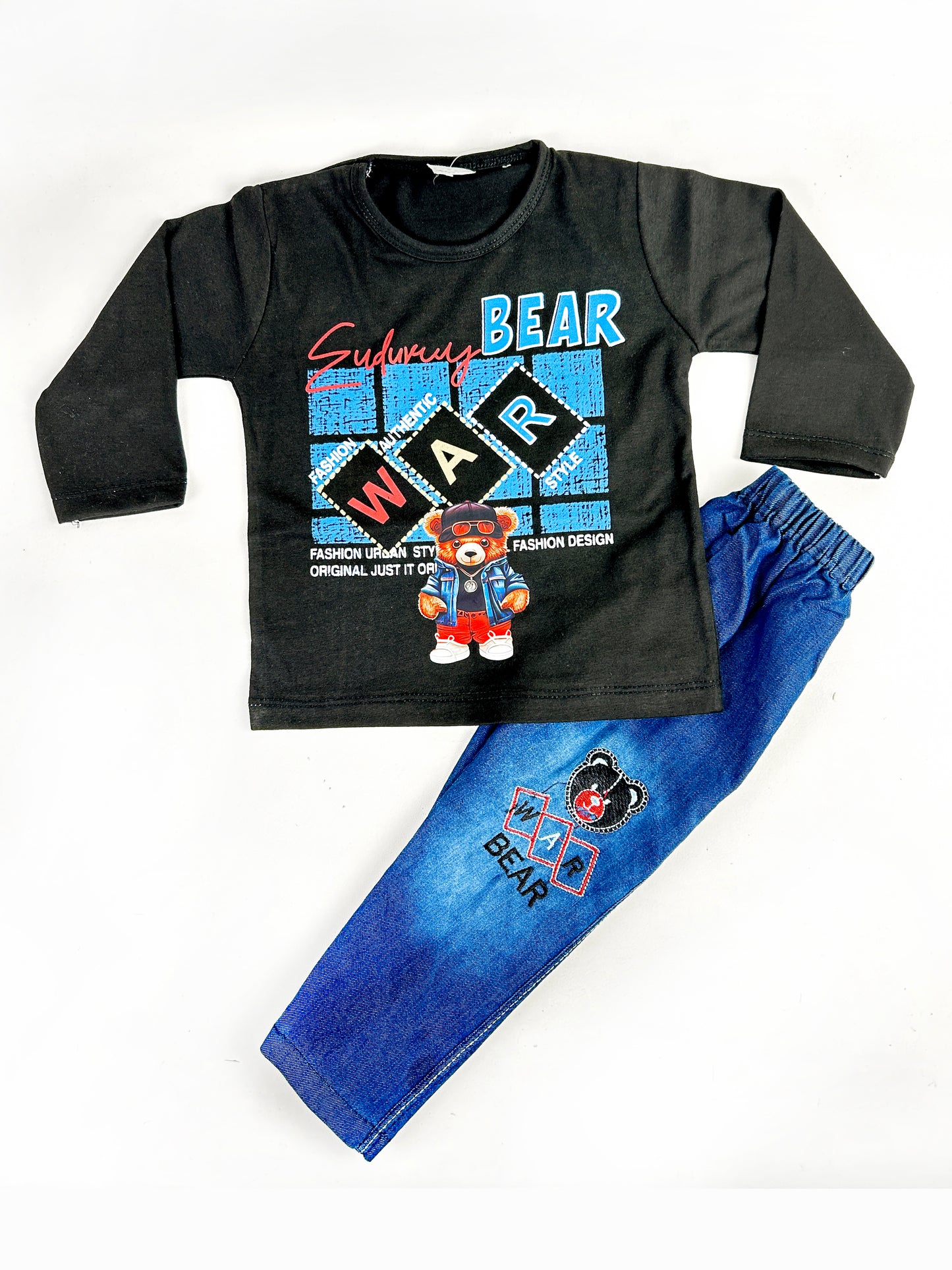 1Yr - 4Yrs Kids Suit Printed Cool Bear Black RZ BS432