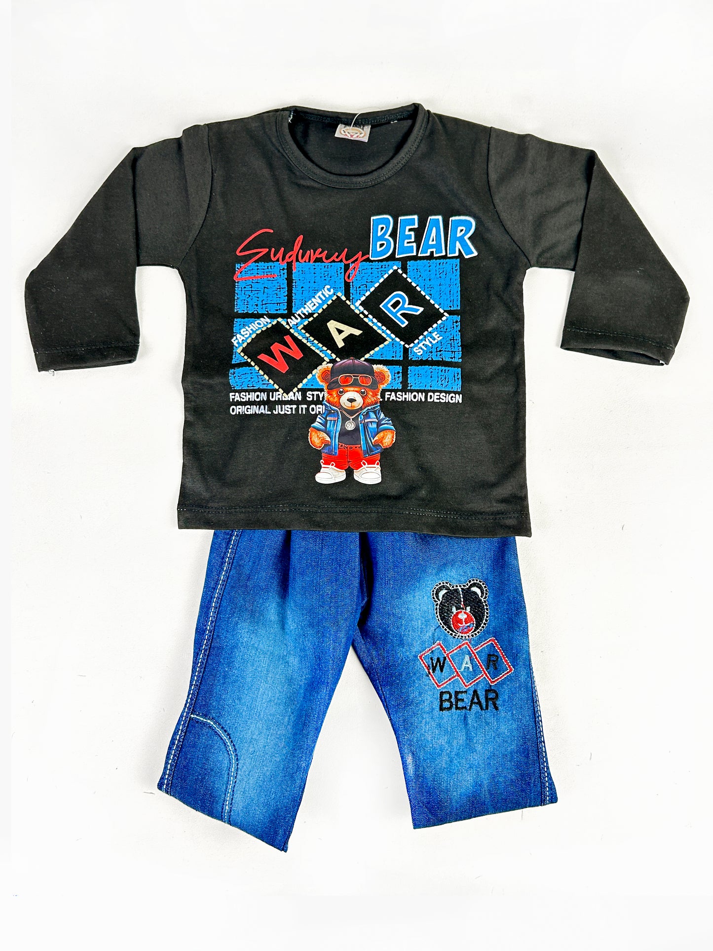 1Yr - 4Yrs Kids Suit Printed Cool Bear Black RZ BS432
