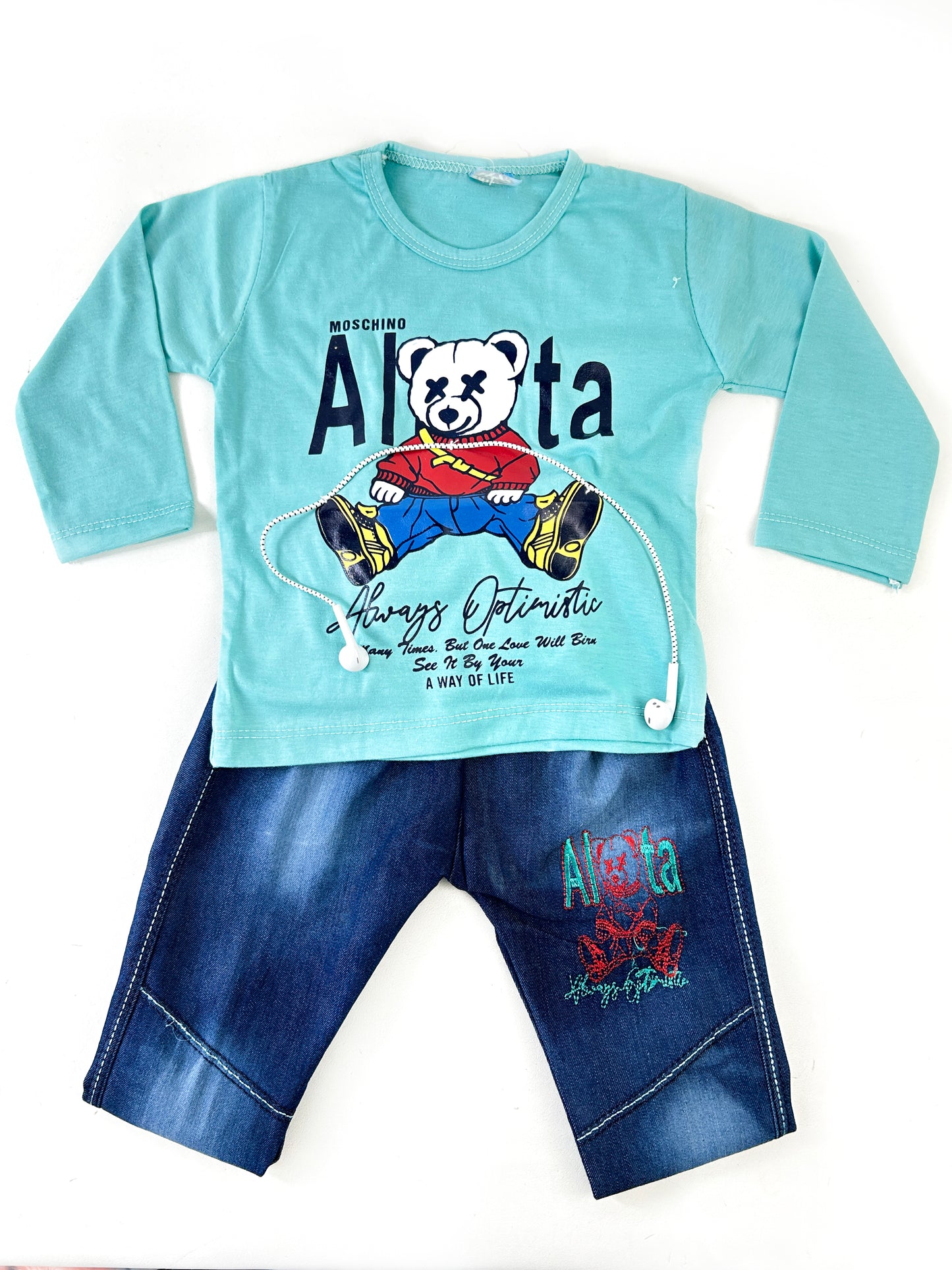 1Yr - 4Yrs Kids Suit Printed Alta Bear Ferozi RZ BS429