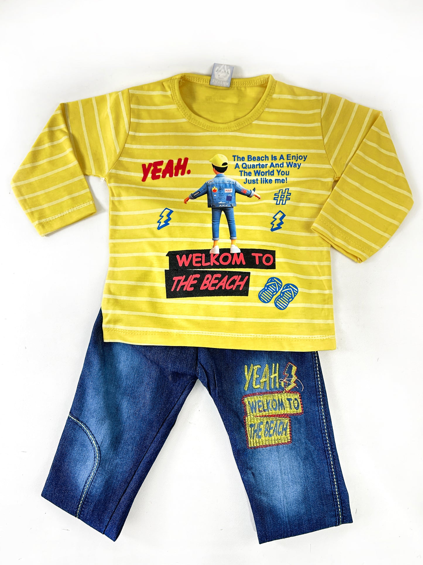 1Yr - 4Yrs Kids Suit Printed Cool Boy Yellow RZ BS439