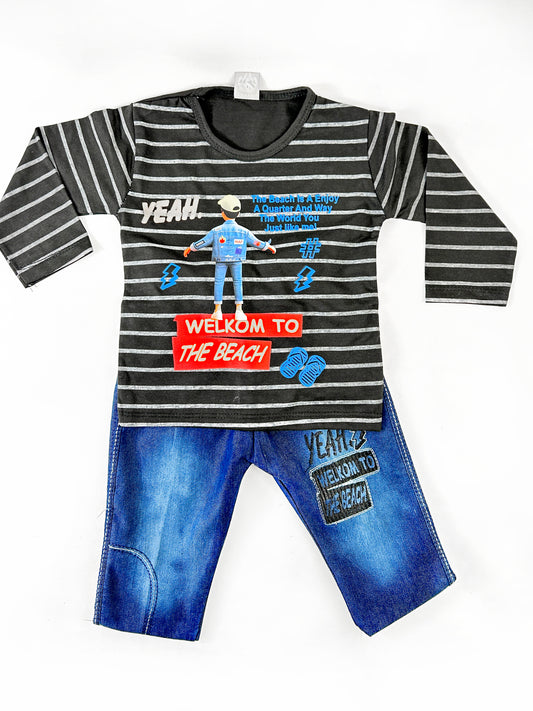 1Yr - 4Yrs Kids Suit Printed Cool Boy Black RZ BS440