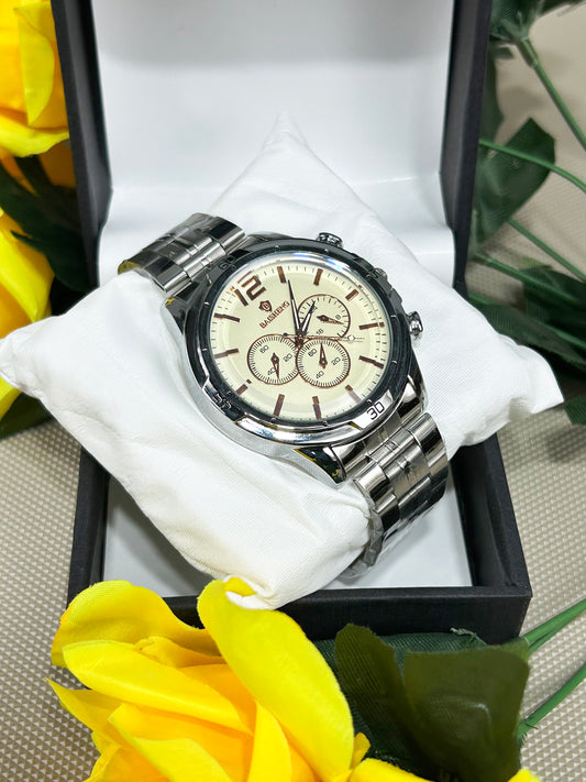 Silver Stainless Steel Watch For Men MW100