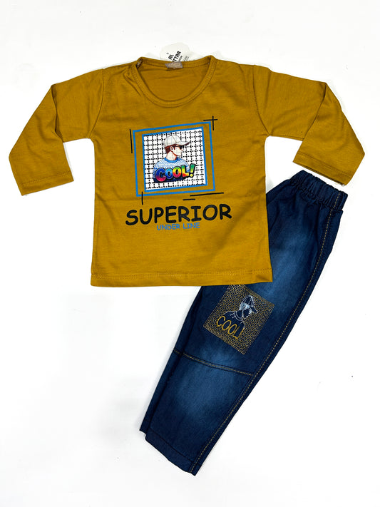1Yr - 4Yrs Kids Suit Printed Superior Mustard RZ BS445