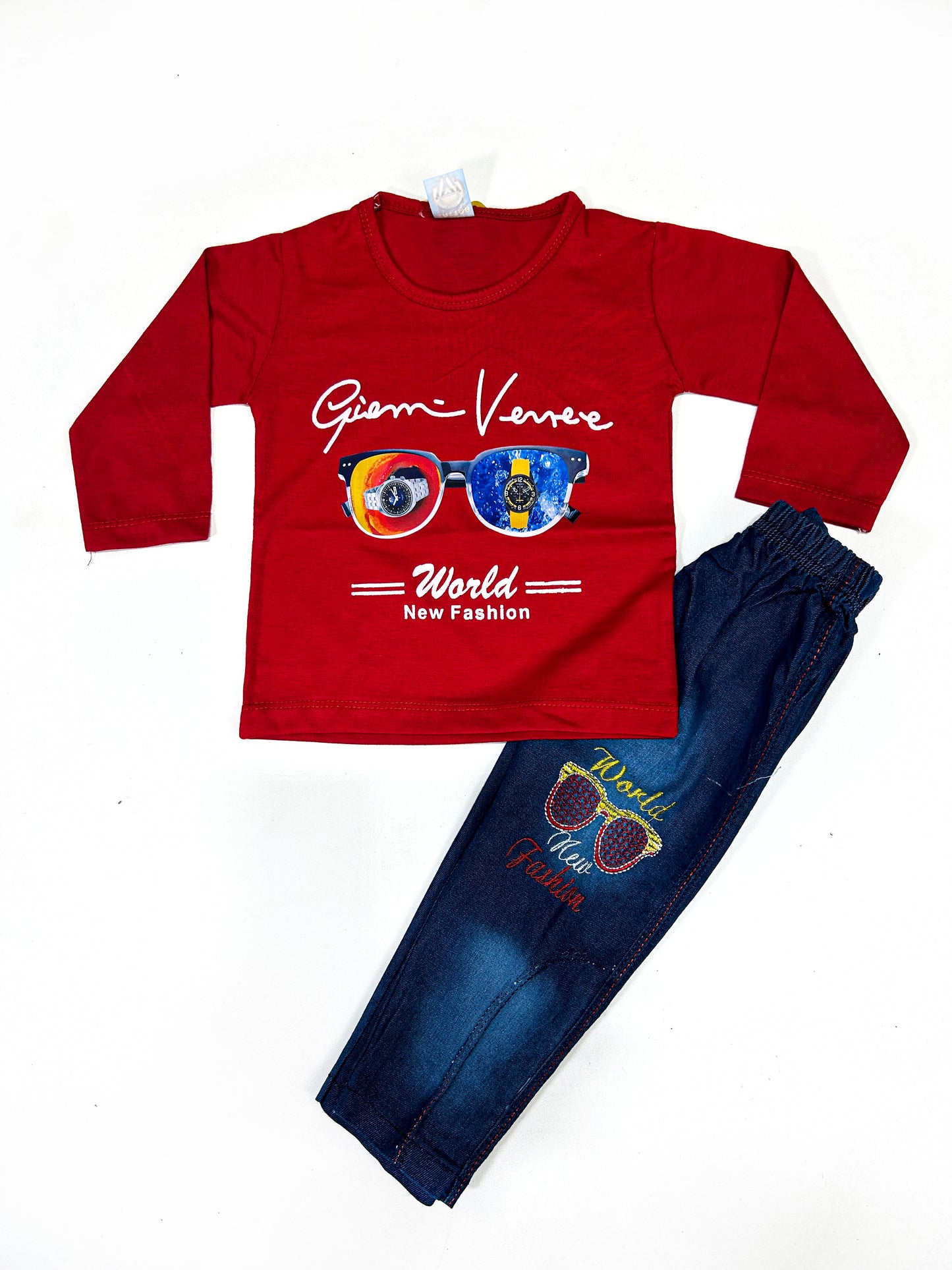 1Yr - 4Yrs Kids Suit Printed Gogal Style Red RZ BS434