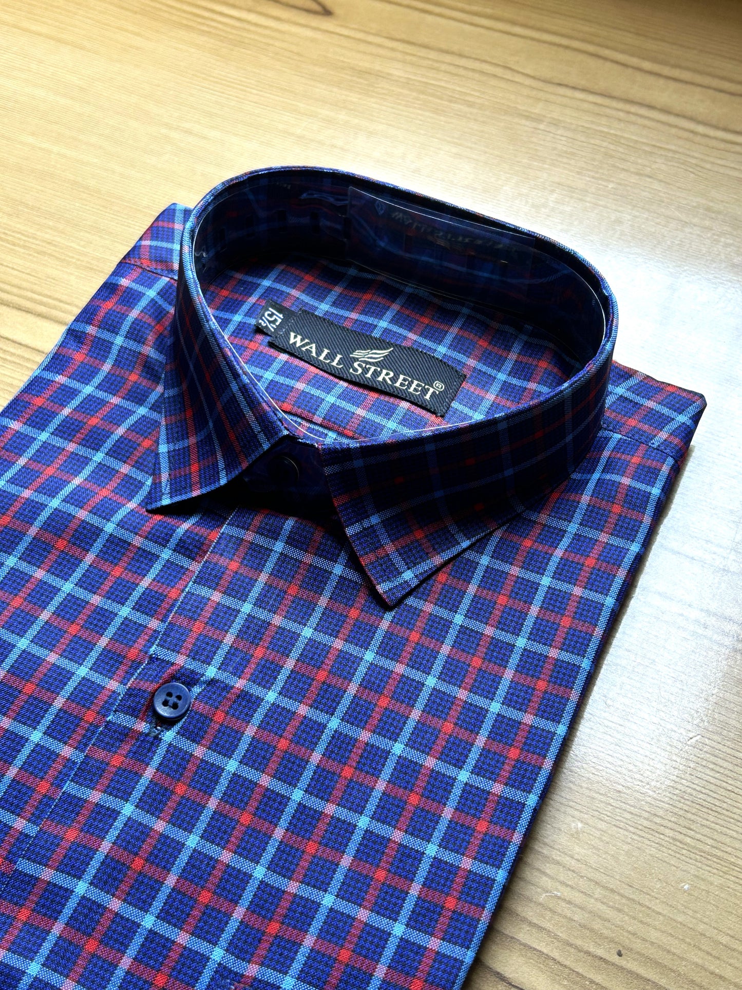 Blue Checks Formal Dress Shirt For Men MFS480
