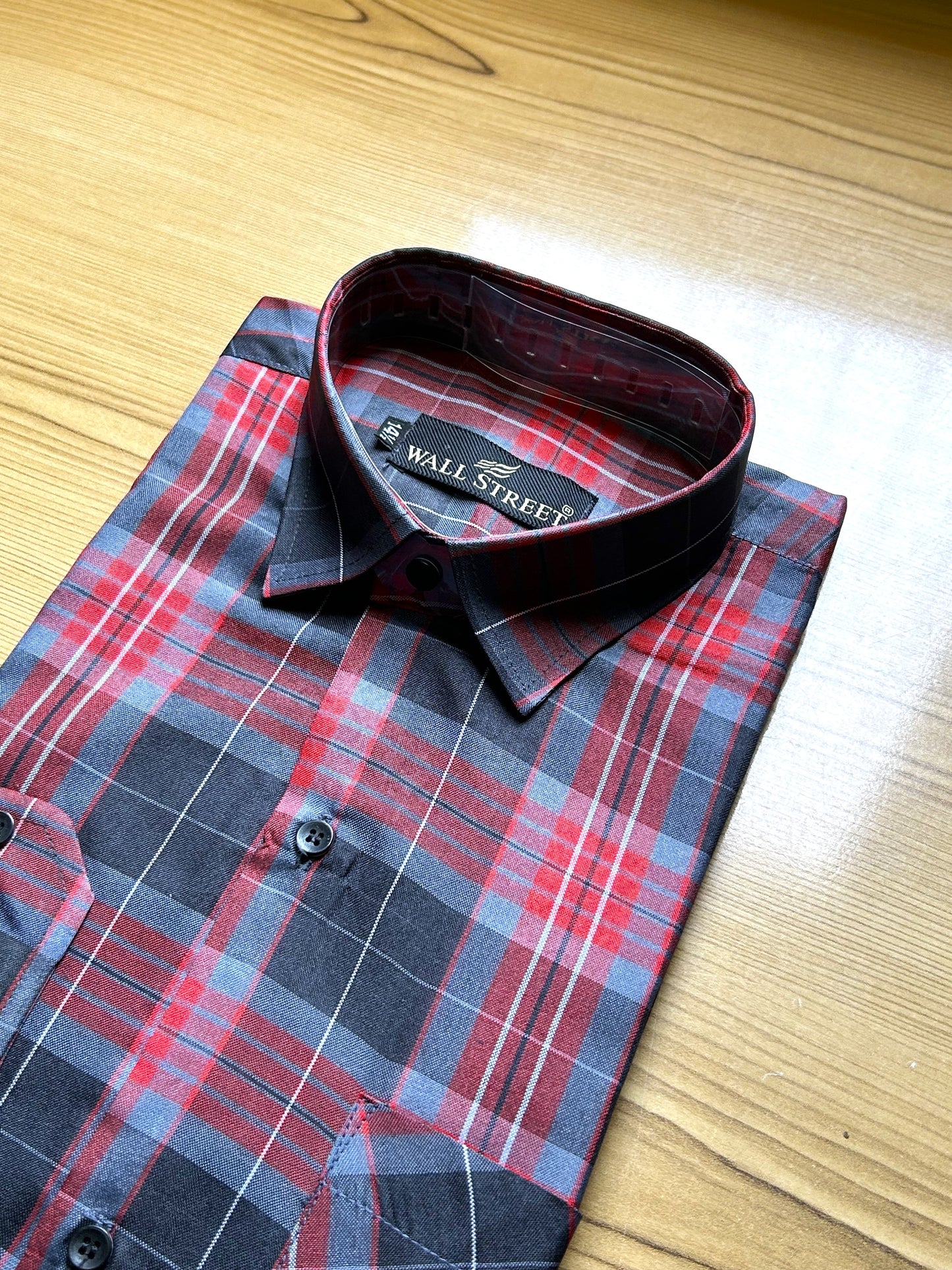 Red Checks Formal Dress Shirt For Men MFS479