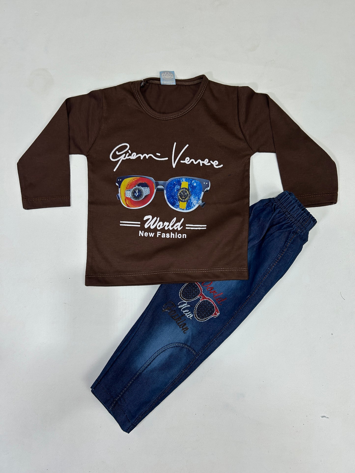 1Yr - 4Yrs Kids Suit Printed Gogal Style Brown RZ BS436
