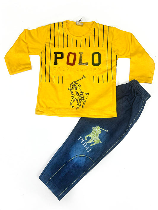 1Yr - 4Yrs Kids Suit Embossed Polo Yellow RZ BS441