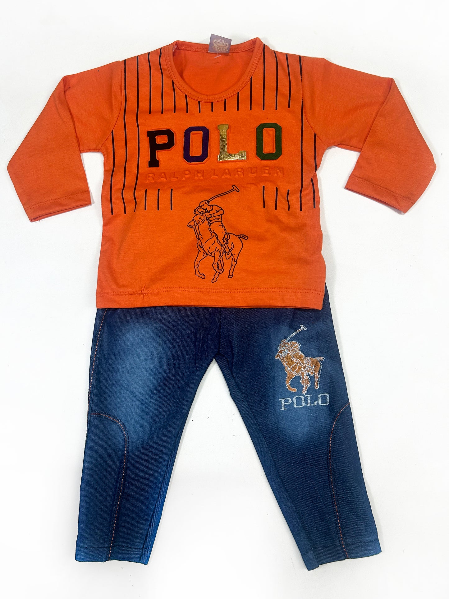 1Yr - 4Yrs Kids Suit Embossed Polo Orange RZ BS442