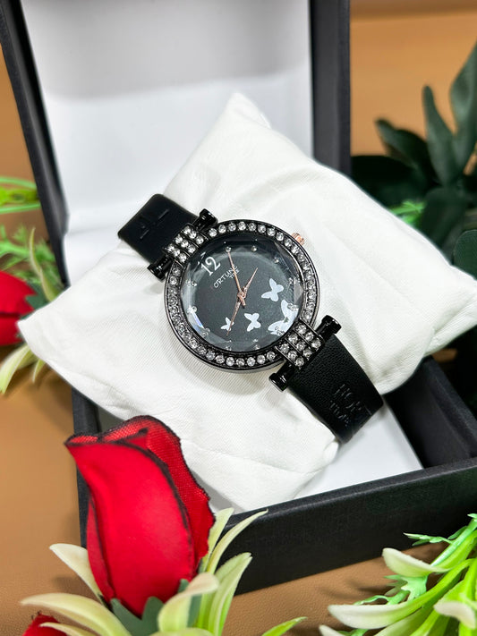 Black Stylish Wrist Watch for Women WW55