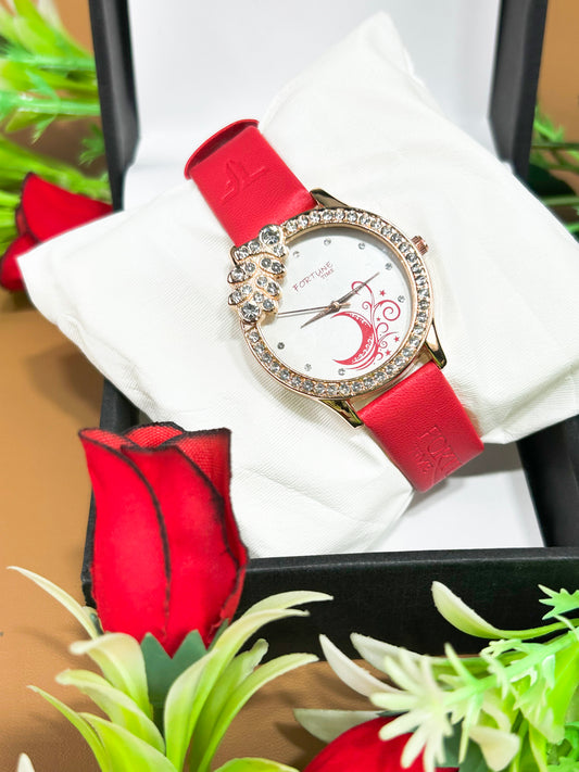 Red Stylish Wrist Watch for Women WW59